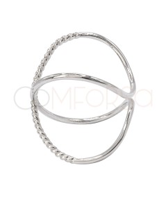 Anillo X combinada rizada Plata 925