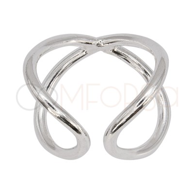 Anillo X de hilo 2mm en Plata 925