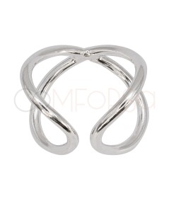 Anillo X de hilo 2mm en Plata 925