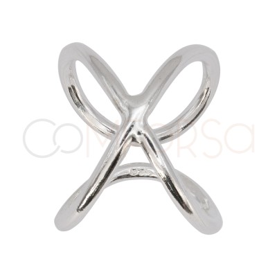 Anillo X de hilo 2mm en Plata 925