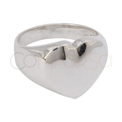 Anillo sello corazón 18 x 14mm Plata 925