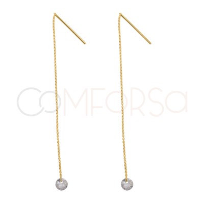 Pendiente cadena con circonita flotante 8cm Plata 925