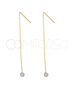 Arete cadena con circonia Crystal flotante 80mm Plata 925