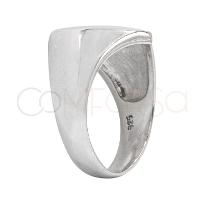 Grabación + Anillo sello corazón 18 x 14mm Plata 925