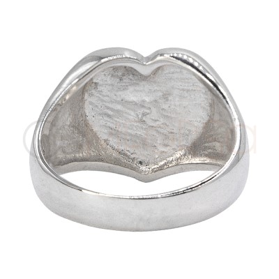 Grabación + Anillo sello corazón 18 x 14mm Plata 925