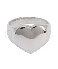 Grabación + Anillo sello corazón 18 x 14mm Plata 925