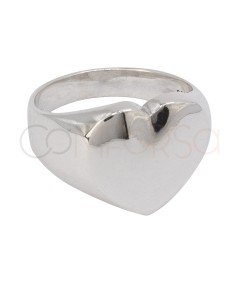 Grabación + Anillo sello corazón 18 x 14mm Plata 925