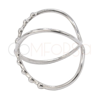 Sortija X combinada con bolitas Plata 925