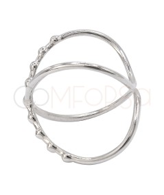 Sortija X combinada con bolitas Plata 925
