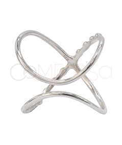 Sortija X combinada con bolitas Plata 925