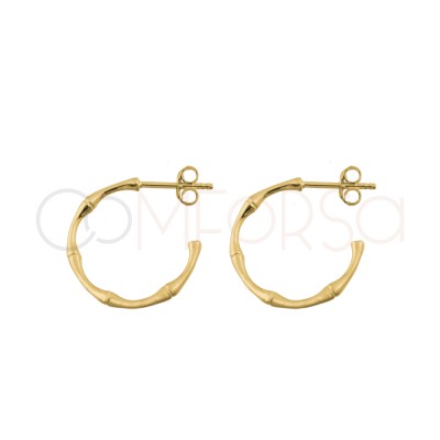 Aretes criolla aro bambú 12mm Plata chapada en oro