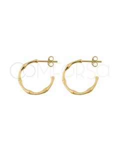 Gold-plated sterling silver 925 bamboo hoop earrings 12mm