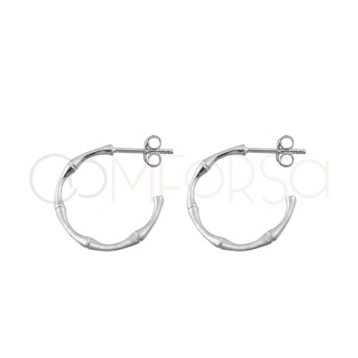 Gold-plated sterling silver 925 bamboo hoop earrings 12mm