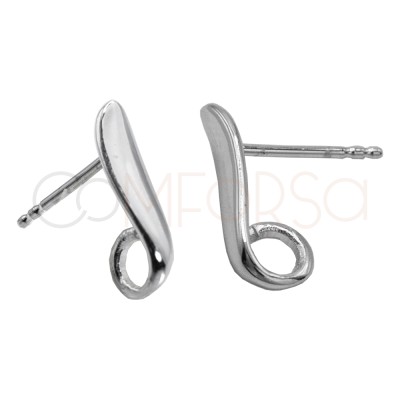 Rhodium-plated sterling silver 925 ear stud with jump ring