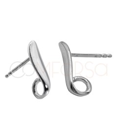 Rhodium-plated sterling silver 925 ear stud with jump ring