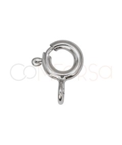 Rhodium-plated sterling silver 925 reinforced spring ring clasp 6 mm