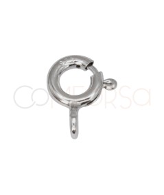 Rhodium-plated sterling silver 925 reinforced spring ring clasp 6 mm