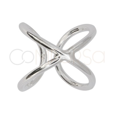 Sortija X de hilo 2mm en Plata 925