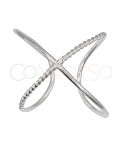 Anillo X combinada rizada Plata 925