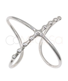 Sterling silver 925 beaded X ring