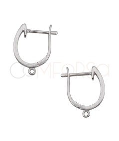 Rhodium-plated sterling silver 925 earring with zirconia jumpring 2.4 x 12.7mm