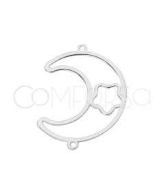 Conector luna con estrella calada 18 x 24 mm Plata 925