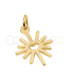 Colgante estrella polar y corazón 10 x 15 mm Plata chapada en oro