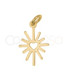 Colgante estrella polar y corazón 10 x 15 mm Plata chapada en oro