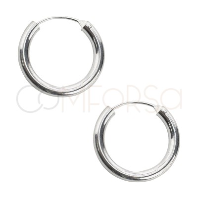 Aretes aros de tubo con cierre clásico 4mm Plata 925