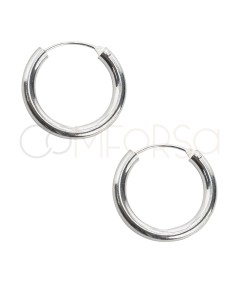 Sterling silver 925 tube hoop earrings with classic clasp 4mm