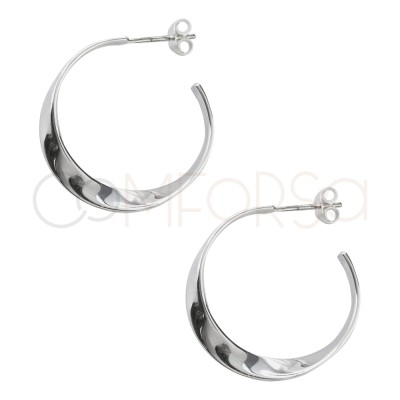 Pendientes aros plano retorcido 25 mm Plata 925