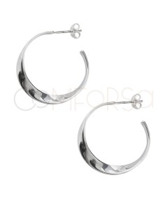 Pendientes aros plano retorcido 25 mm Plata 925