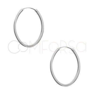 Pendientes aros ovalado de hilo 18 x 24 mm Plata 925