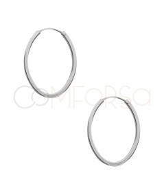 Aretes aros ovalado de hilo 18mm Plata 925