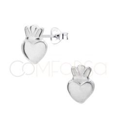 Aretes mini corazón sagrado 5 x 7 mm Plata 925