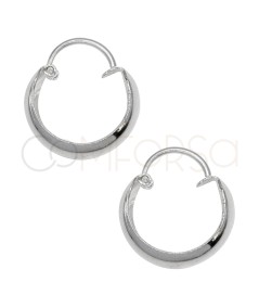 Aretes aros plano curvado con gancho 14 mm Plata 925