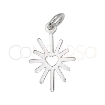 Colgante estrella polar y corazón 10 x 15 mm Plata chapada en oro