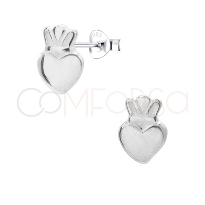 Aretes mini corazón sagrado 5 x 7 mm Plata bañada en oro