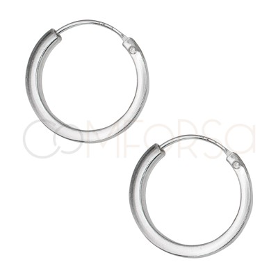 Aretes aros circular de hilo 14 mm Plata 925