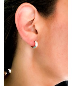 Aretes aros plano curvado con gancho 14 mm Plata 925