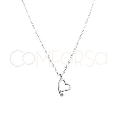 Collar corazón circonita 40cm Plata 925