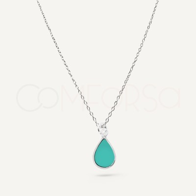 Sterling Silver 925 Turquoise Teardrop Necklace