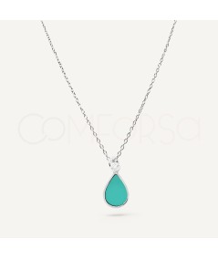 Sterling Silver 925 Turquoise Teardrop Necklace