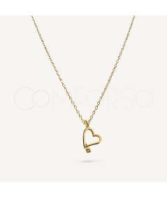 Collar corazón circonita Plata chapada en oro