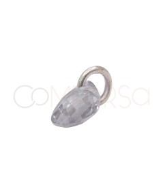 Sterling Silver 925 Floating Crystal Teardrop Pendant 6 mm