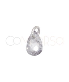 Sterling Silver 925 Floating Crystal Teardrop Pendant 6 mm