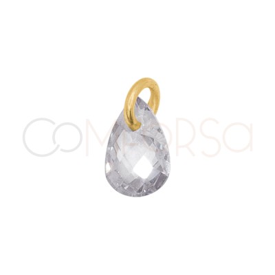 Sterling Silver 925 Floating Crystal Teardrop Pendant 6 mm