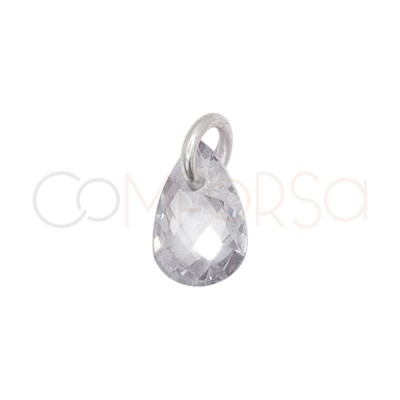 Colgante lágrima flotante Crystal 6 mm Plata chapada en oro