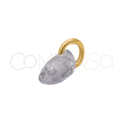 Colgante lágrima flotante Crystal 6 mm Plata chapada en oro