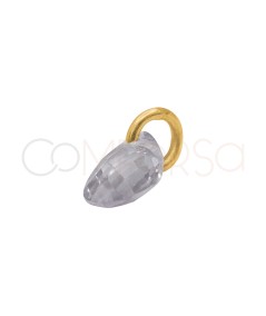 Colgante lágrima flotante Crystal 6 mm Plata chapada en oro